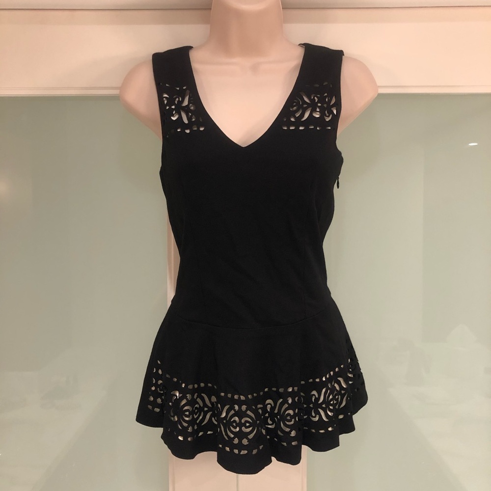 Cache peplum eyelet top